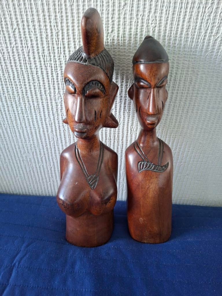 Houten beelden man en vrouw uit Gambia, Antiek en Kunst, Ophalen
