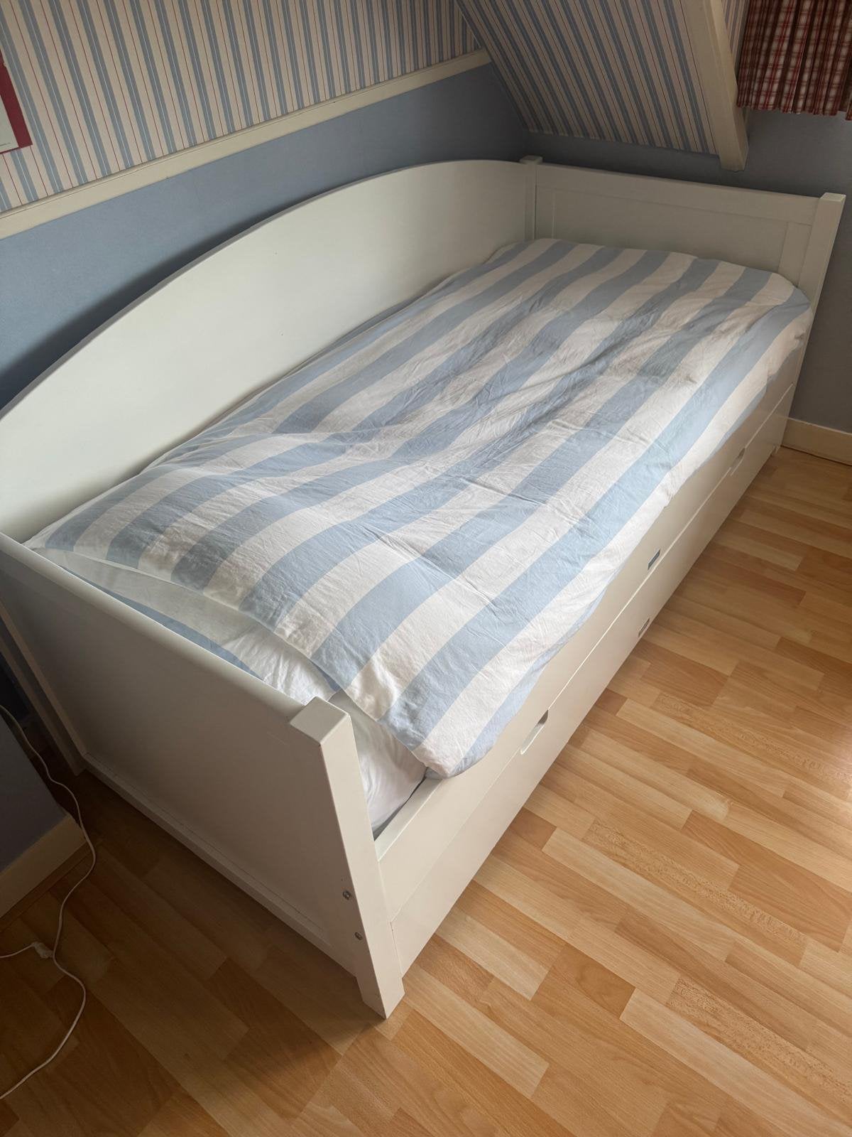 Bopita bed (met bedlade) met Hovag pocketveren matras, Ophalen, 90 cm, Eenpersoons, Wit
