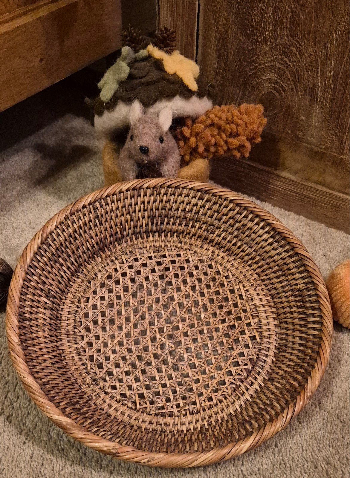 Rotan schaal / dienblad - Handgemaakt en gevlochten, Schaal, Rond, Nieuw, Ophalen of Verzenden