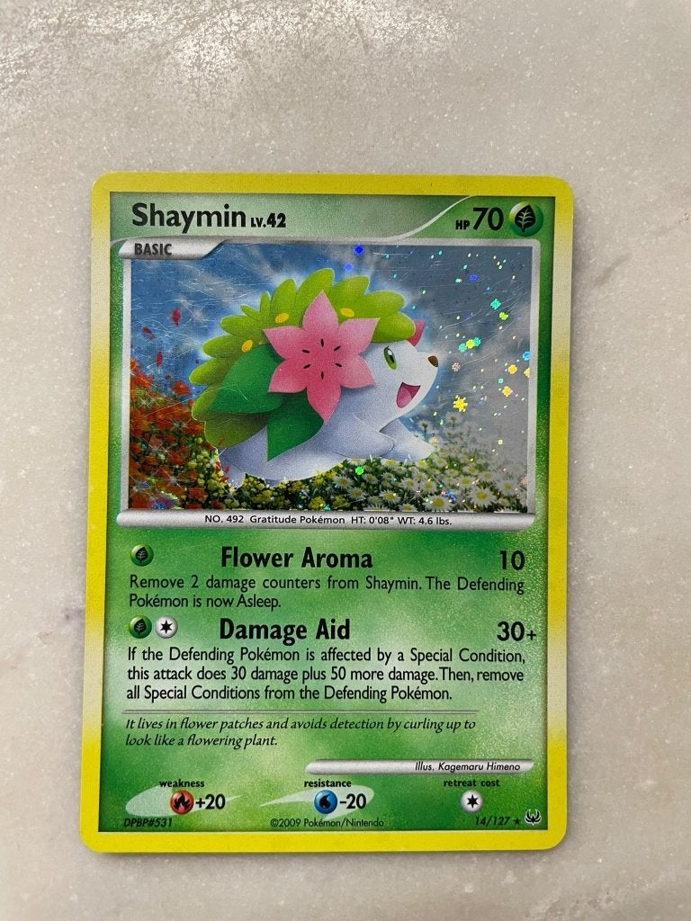 Pokémon Shaymin Lv.42 Holo Rare 14 – Platinum, Ophalen of Verzenden, Gebruikt, Losse kaart, Foil