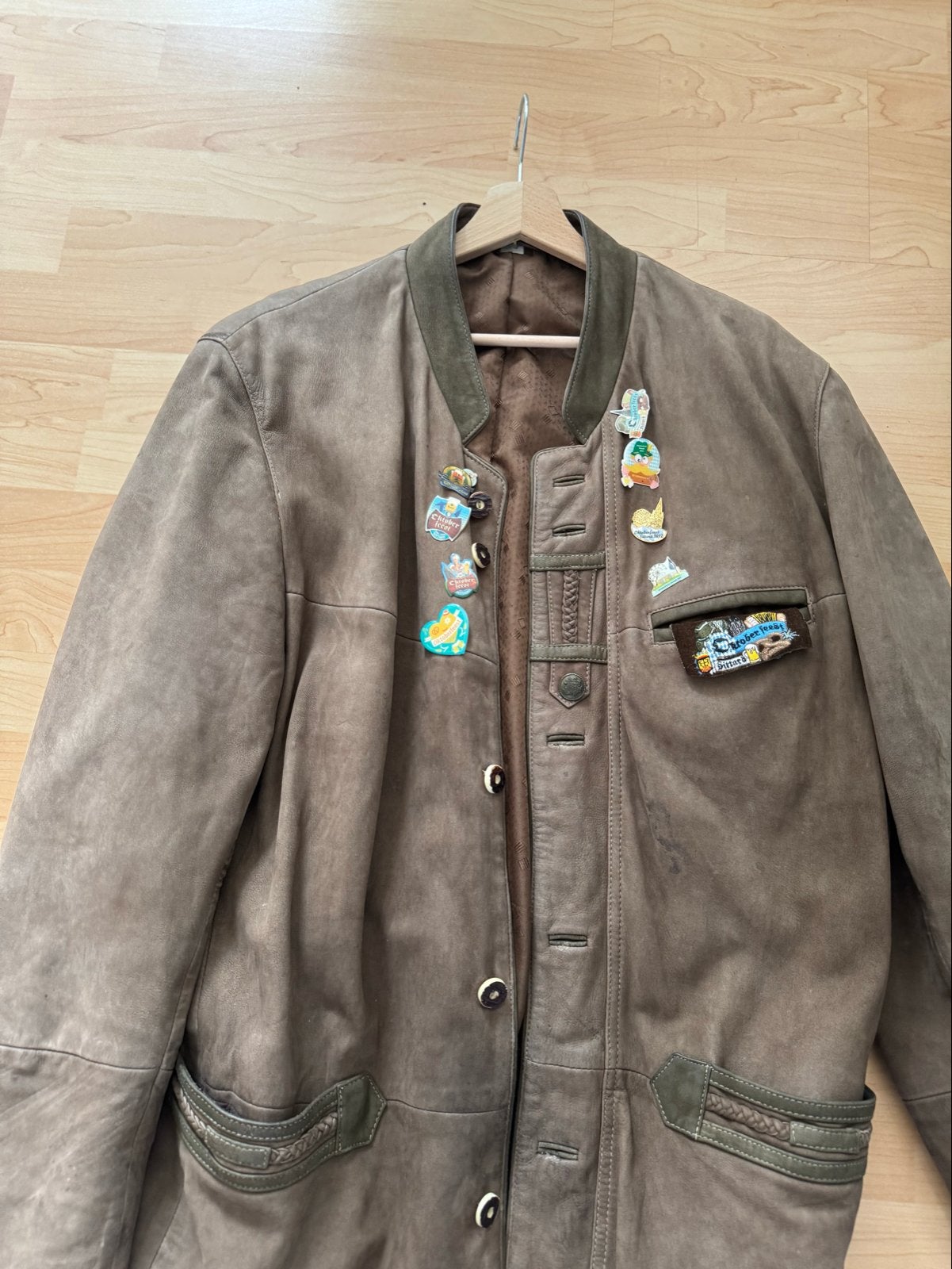 Echt Leren Oktoberfest Jas - Bruin, Ophalen of Verzenden, Gedragen, Maat 52/54 (L), Bruin