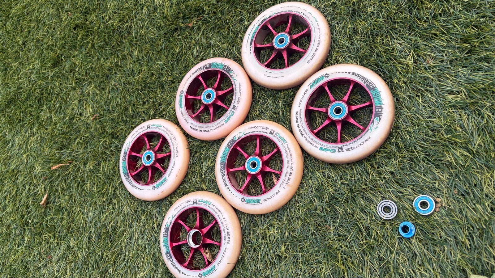 6x Bont Red Magic Hardcore 125mm wielen met lagers, Sport en Fitness, Skeelers, Overige merken, Dames, Ophalen of Verzenden, Zo goed als nieuw