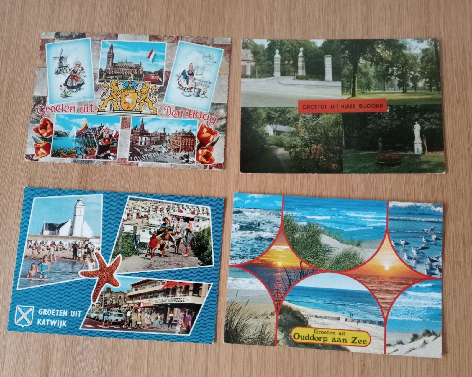 4 ansichtkaarten met de groeten uit Zuid-Holland, Verzamelen, Ophalen of Verzenden, 1960 tot 1980, Gelopen, Zuid-Holland