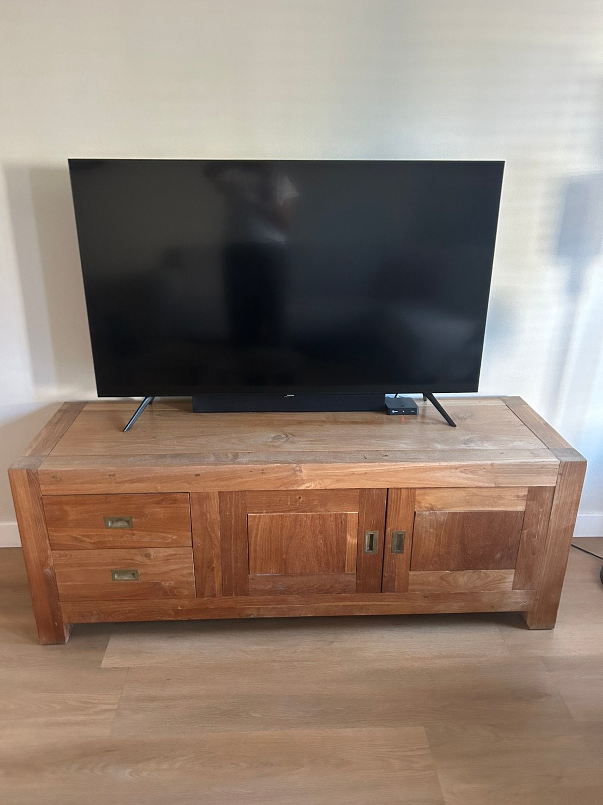 Tv Meubel Teak, Ophalen, Gebruikt, 150 tot 200 cm, Teakhout