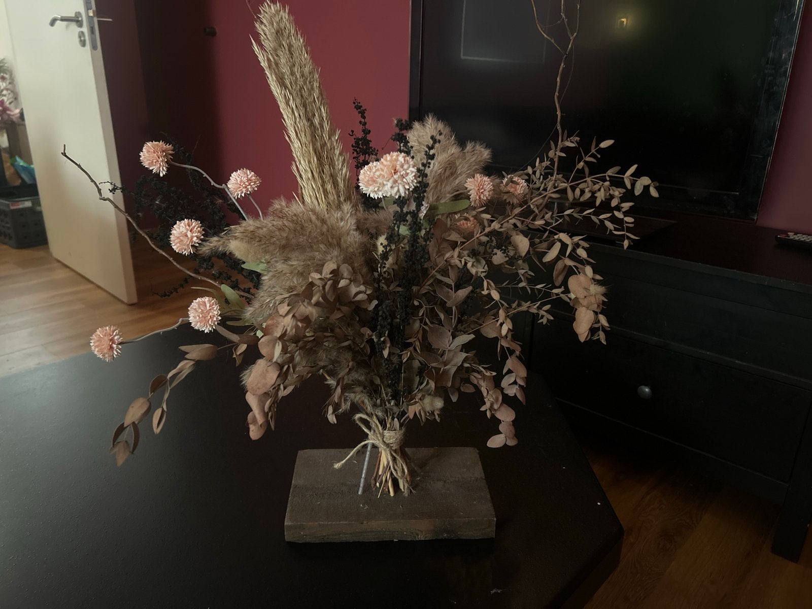Droogbloemen Boeket met Pampasgras en Roze Accent, Ophalen, Zo goed als nieuw