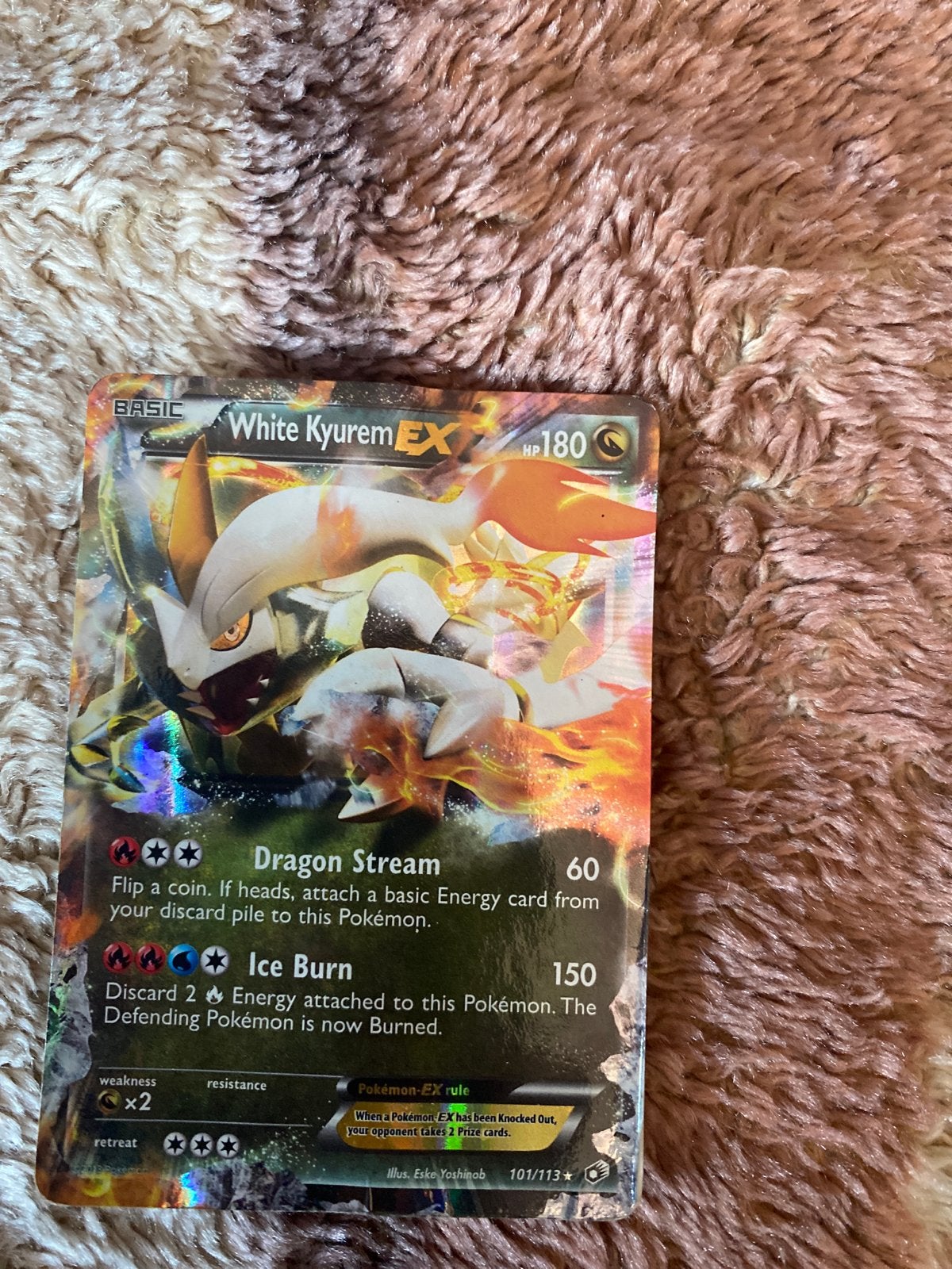 White Kyurem EX Pokémon kaart (101/113), Ophalen of Verzenden, Gebruikt, Losse kaart, Foil