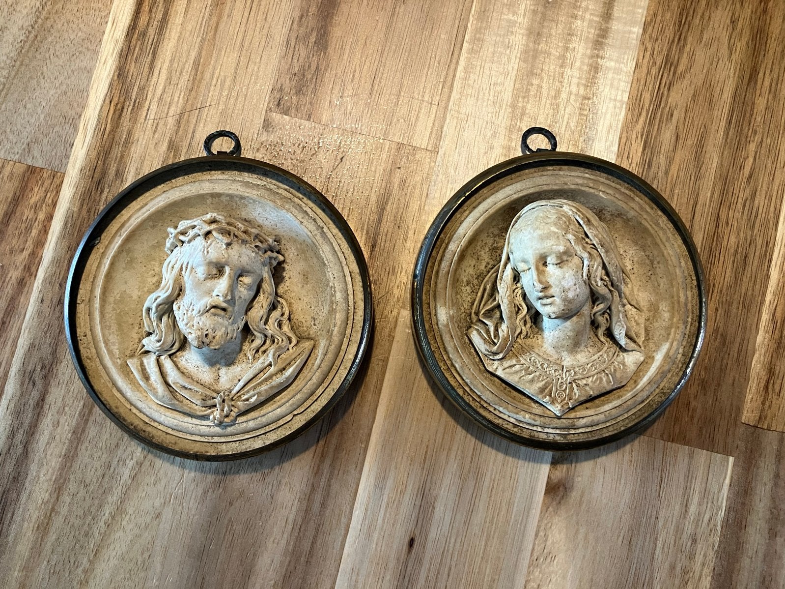 Set van 2 wanddecoratie Jezus en Maria, Ophalen of Verzenden
