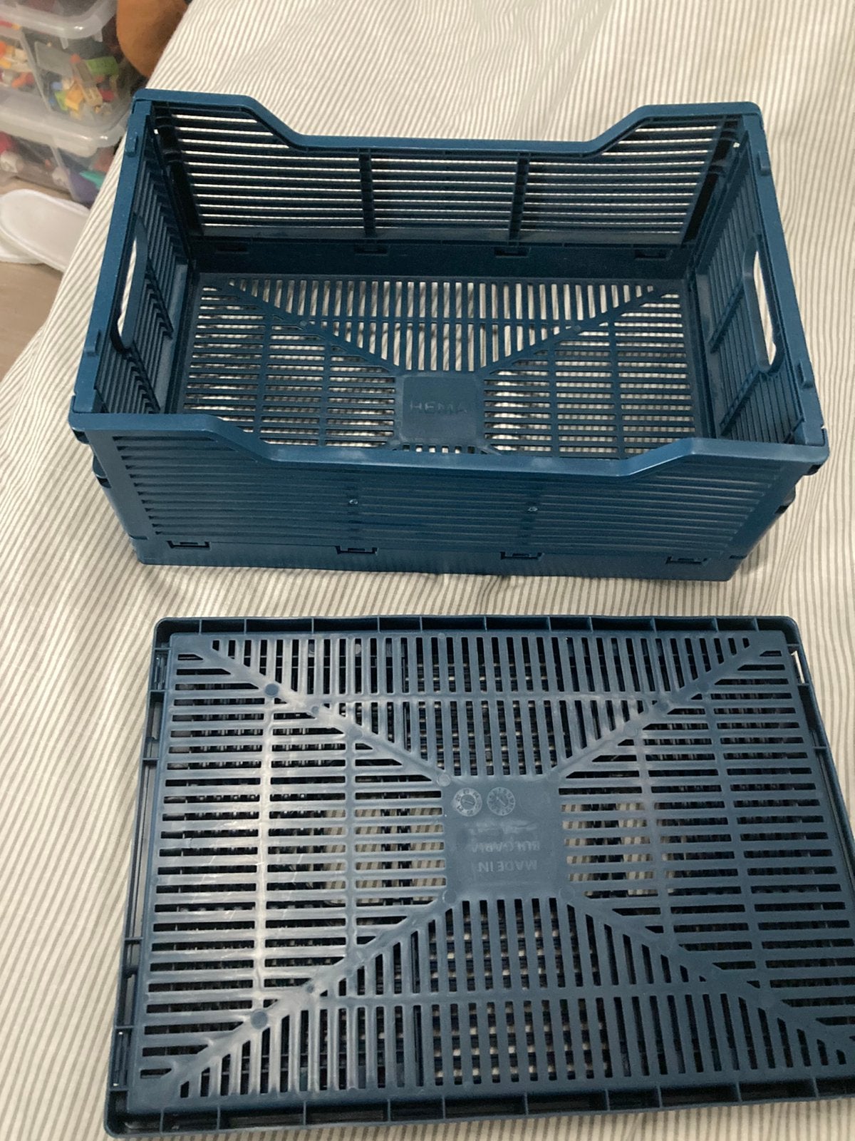 2 opvouwbare kratten blauw hema  s 20x30 cm, Ophalen, 40 tot 60 cm, 50 tot 75 cm, Minder dan 35 cm