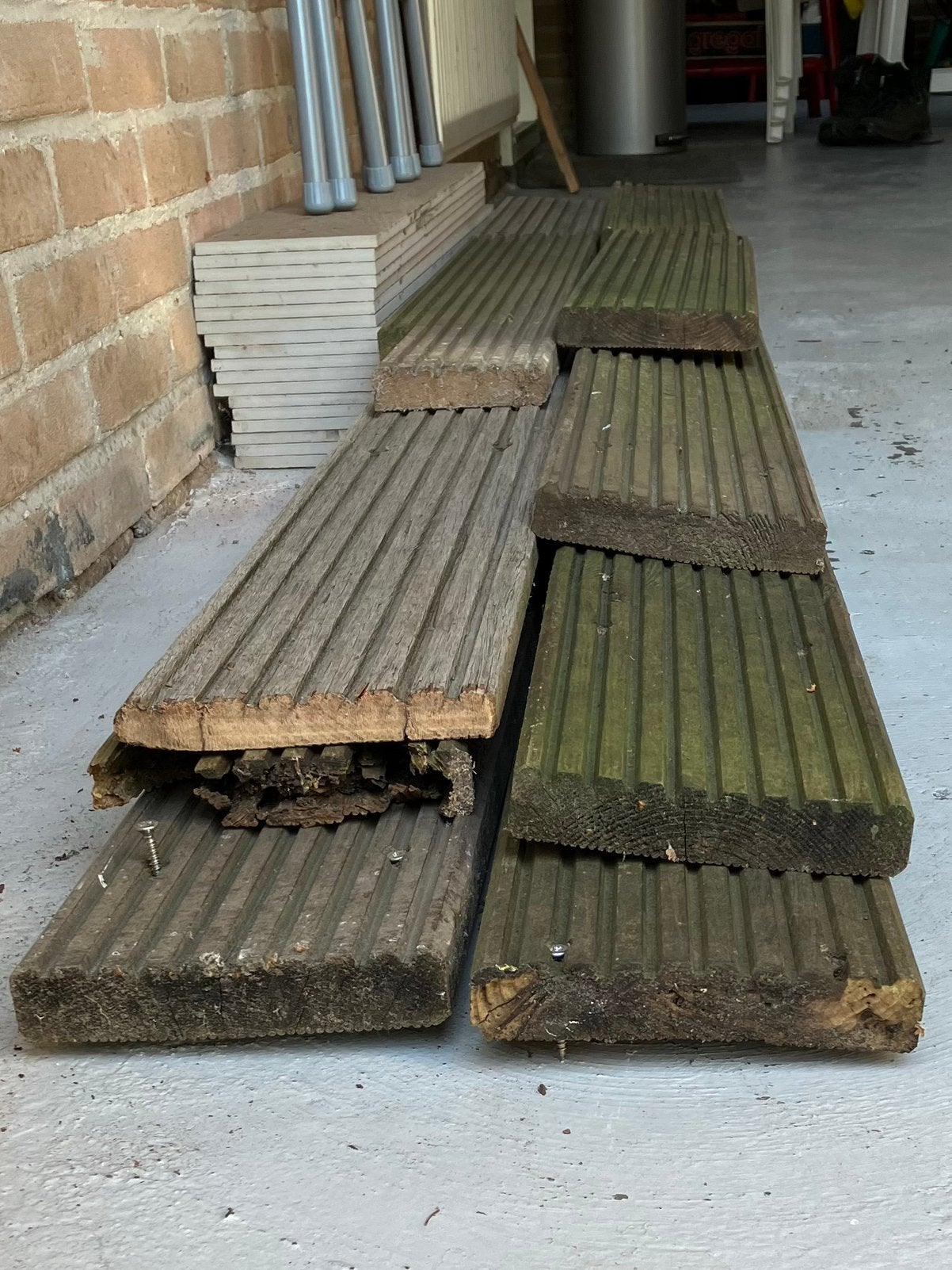 Oude vlonderplanken voor tuin of project gratis, Ophalen, Gebruikt, Hout