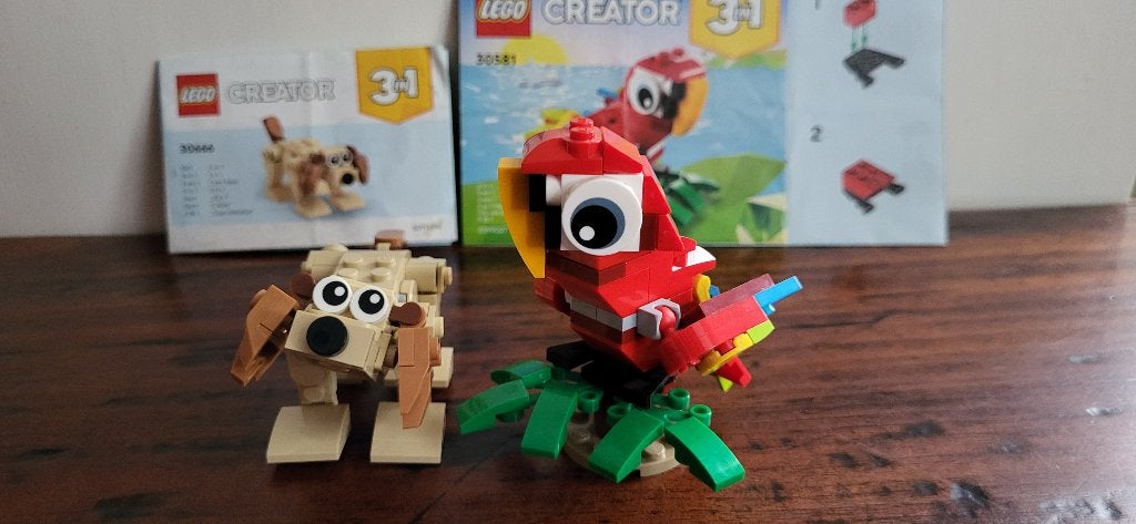 Lego Creator 3 in 1 Hond 30666 en tropische Papegaai 30581, Ophalen, Lego, Inclusief instructies, Zo goed als nieuw