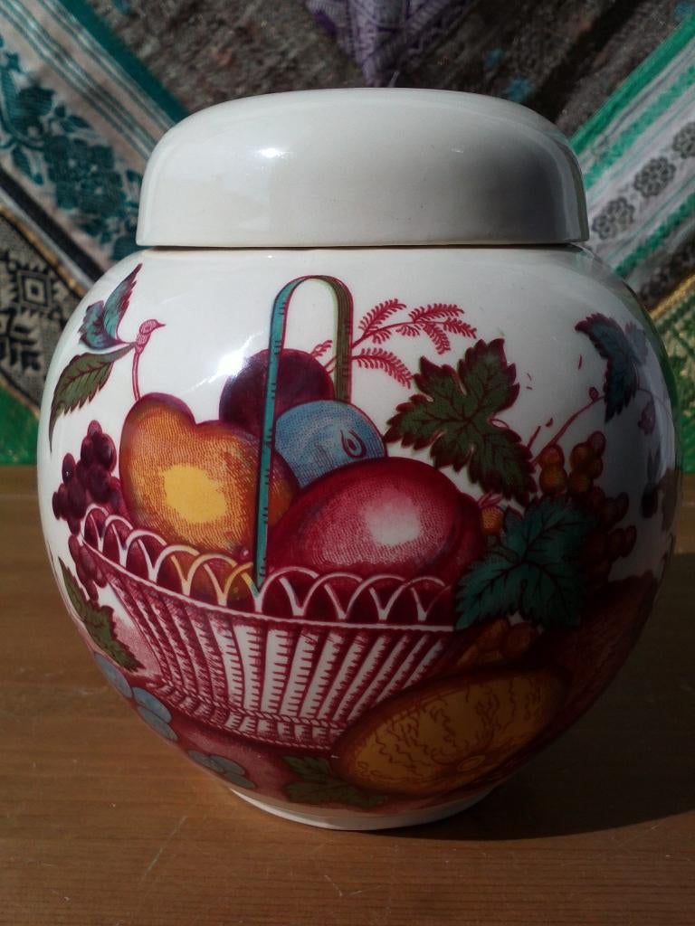 Mooie oude Mason's fruit basket gemberpot uit Engeland 13 cm