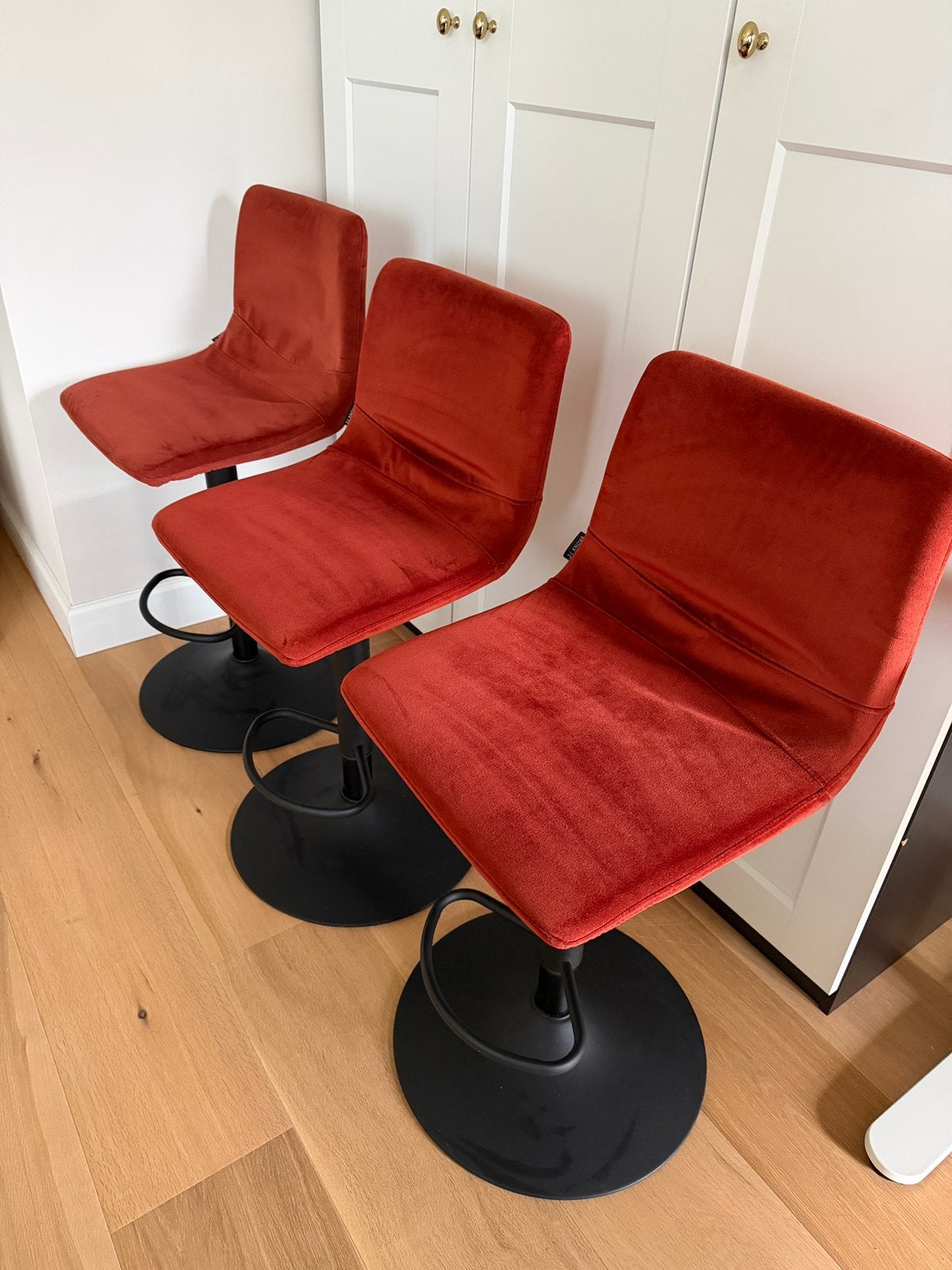 3 Velvet barkrukken koper 60-76 cm van Bronx71, Ophalen, Kunststof, Gebruikt, In hoogte verstelbaar