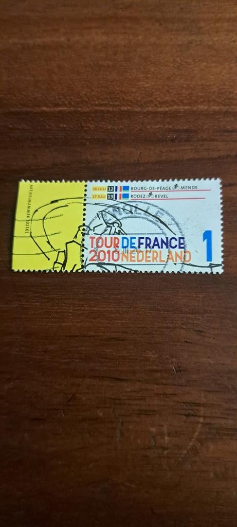 Zegel Tour de Franse met tab. Gestempeld. 2010 ., Postzegels en Munten, Postzegels | Nederland, Ophalen of Verzenden