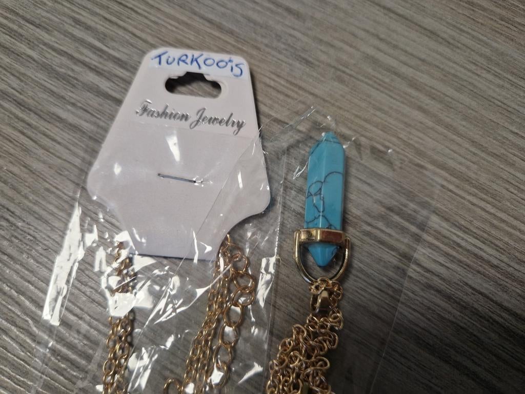 Edelsteen pendant turkoois ketting, Ophalen of Verzenden, Nieuw
