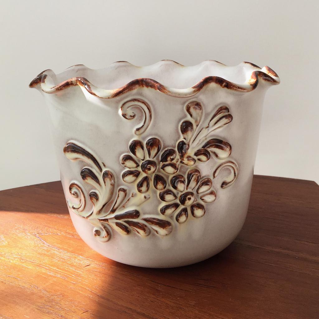 vintage W. Germany BLOEMPOT grote Ø18,5cm Hollywood Regency, Gebruikt, Rond, Binnen, Ophalen of Verzenden