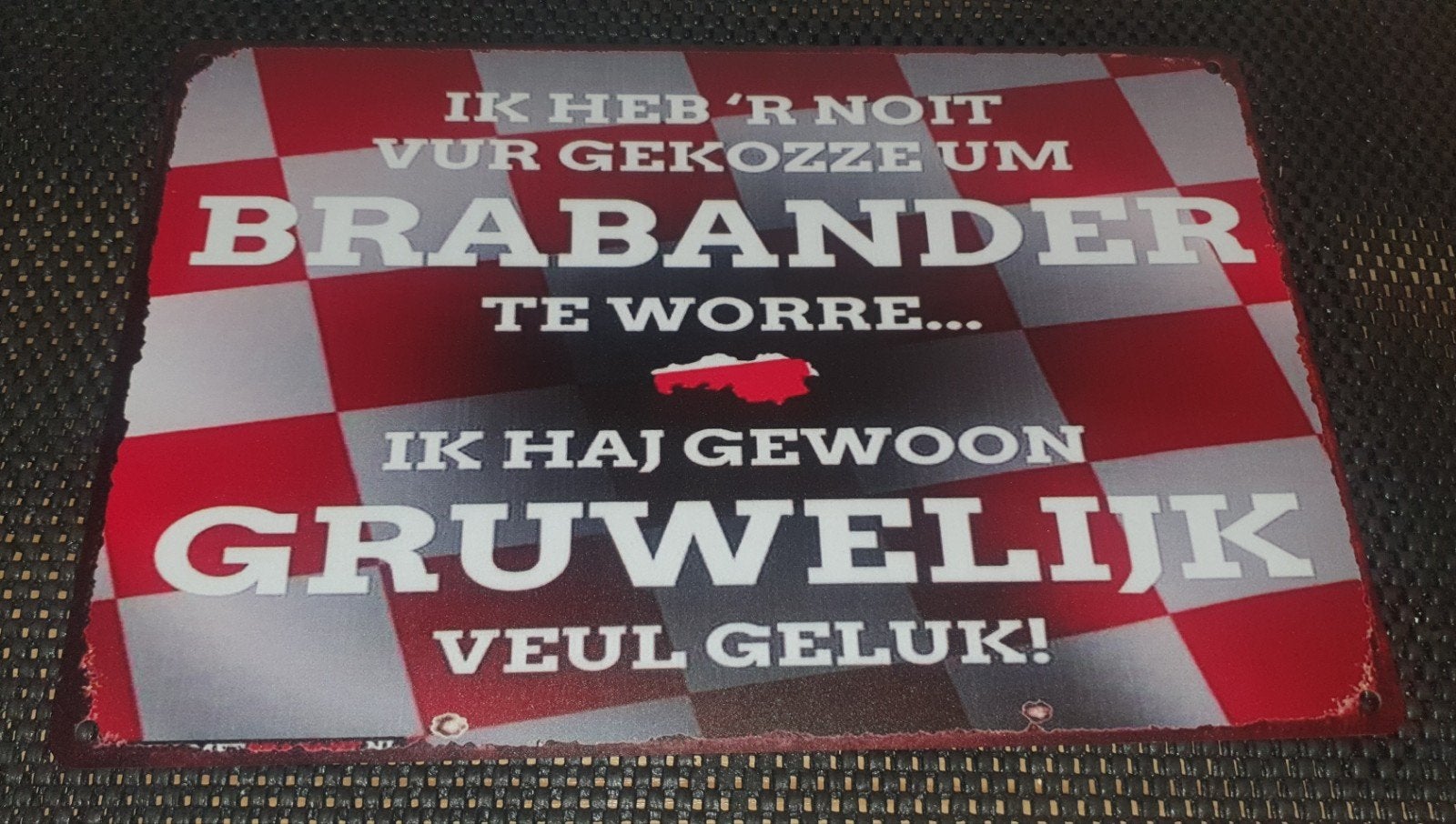 Wandbord met brabantse tekst, perfect voor in de man cave, Ophalen of Verzenden, Nieuw