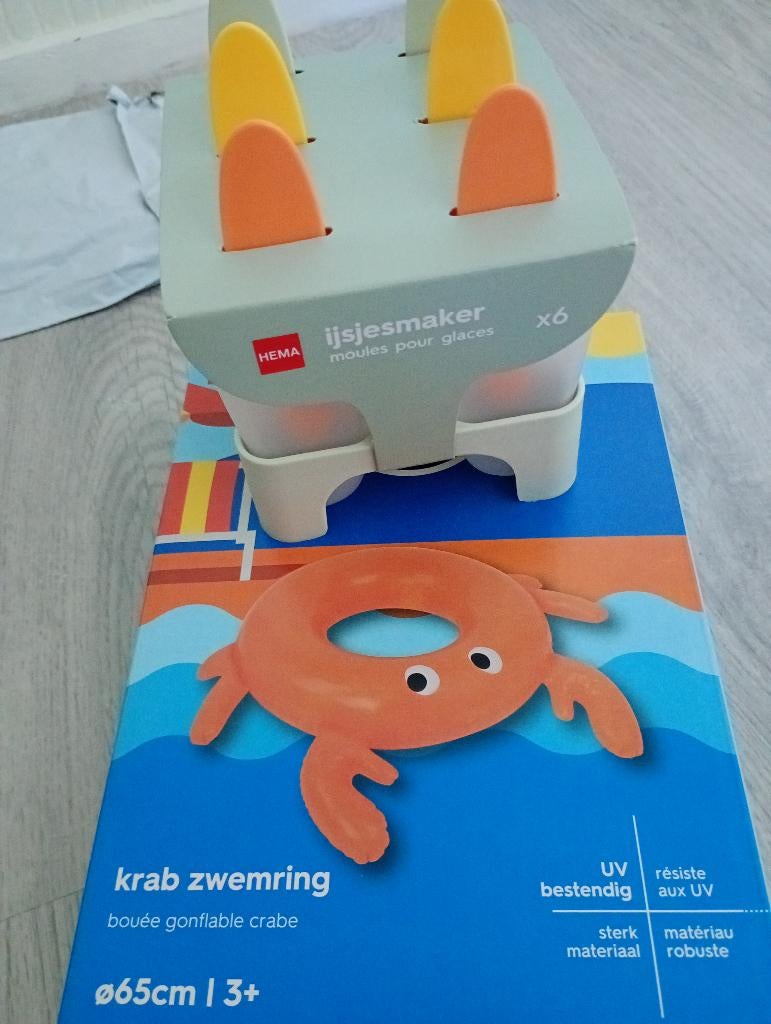 Set ijsjes maken en zwemring krab nieuw Hema, Ophalen of Verzenden, Nieuw