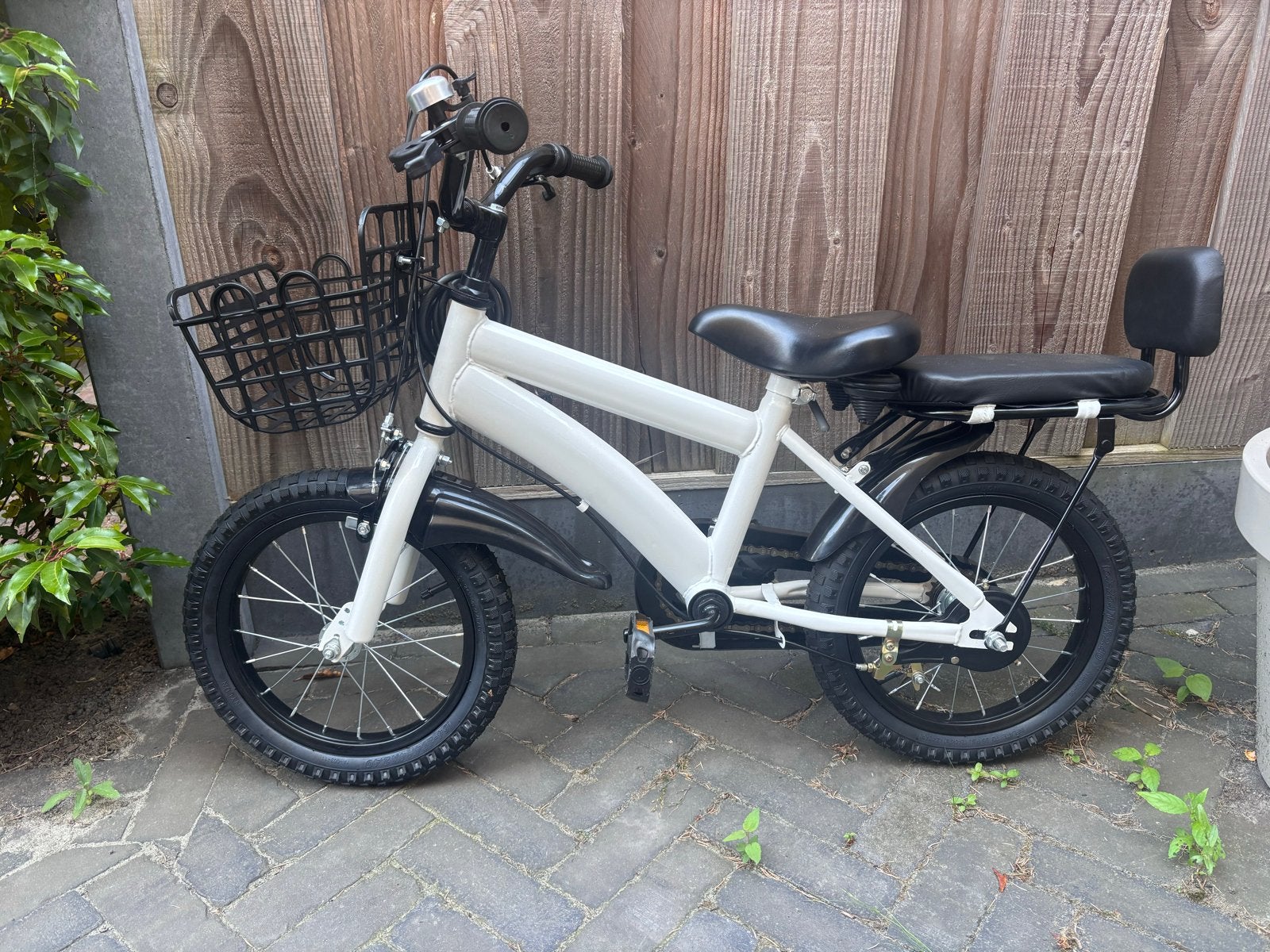 14 inch kinderfiets met extra zitje achterop, Fietsen en Brommers, Fietsen | Kinderfietsjes, Ophalen of Verzenden, Gebruikt, Minder dan 16 inch