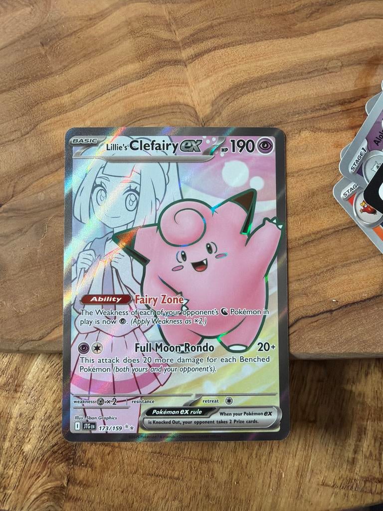 Lillie's Clefairy ex Pokémon kaart - Full Art (173/159), Ophalen of Verzenden, Zo goed als nieuw, Losse kaart, Foil