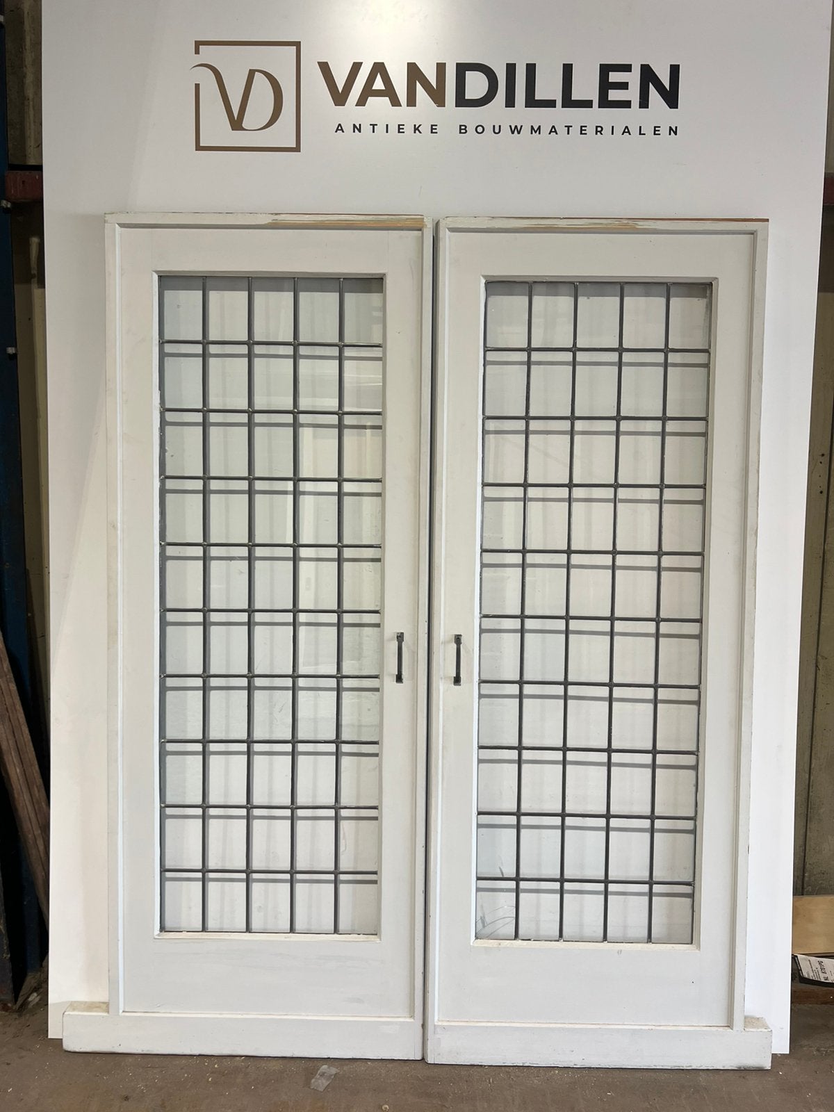 Oude ensuite / schuifdeuren glas in lood 214.5 x 162, Doe-het-zelf en Verbouw, Deuren en Horren, 120 cm of meer, Binnendeur, Ophalen of Verzenden