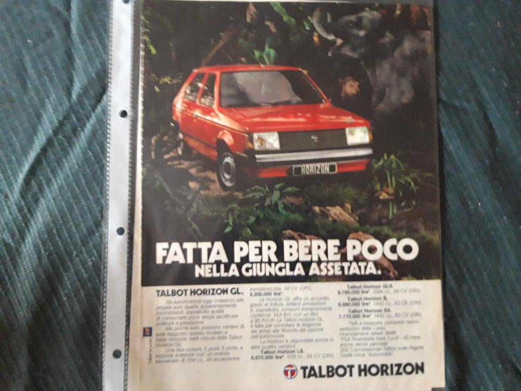 Talbot Horizon 1981 - advertentie Italiaans Simca - Chrysler, Ophalen of Verzenden, Zo goed als nieuw, Auto's
