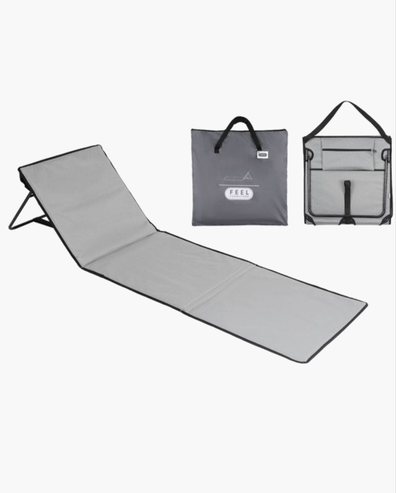 Opvouwbaar strandstoeltje / ligbed - Grijs, Caravans en Kamperen, Kampeeraccessoires, Ophalen of Verzenden, Nieuw