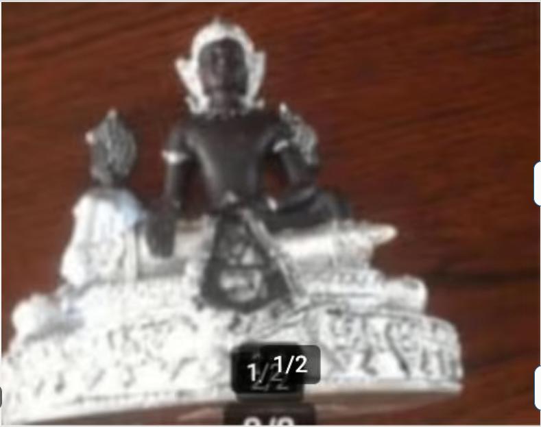 Boeddha beeldje met 3 Boedha's zilver kleur., Ophalen of Verzenden, Zo goed als nieuw
