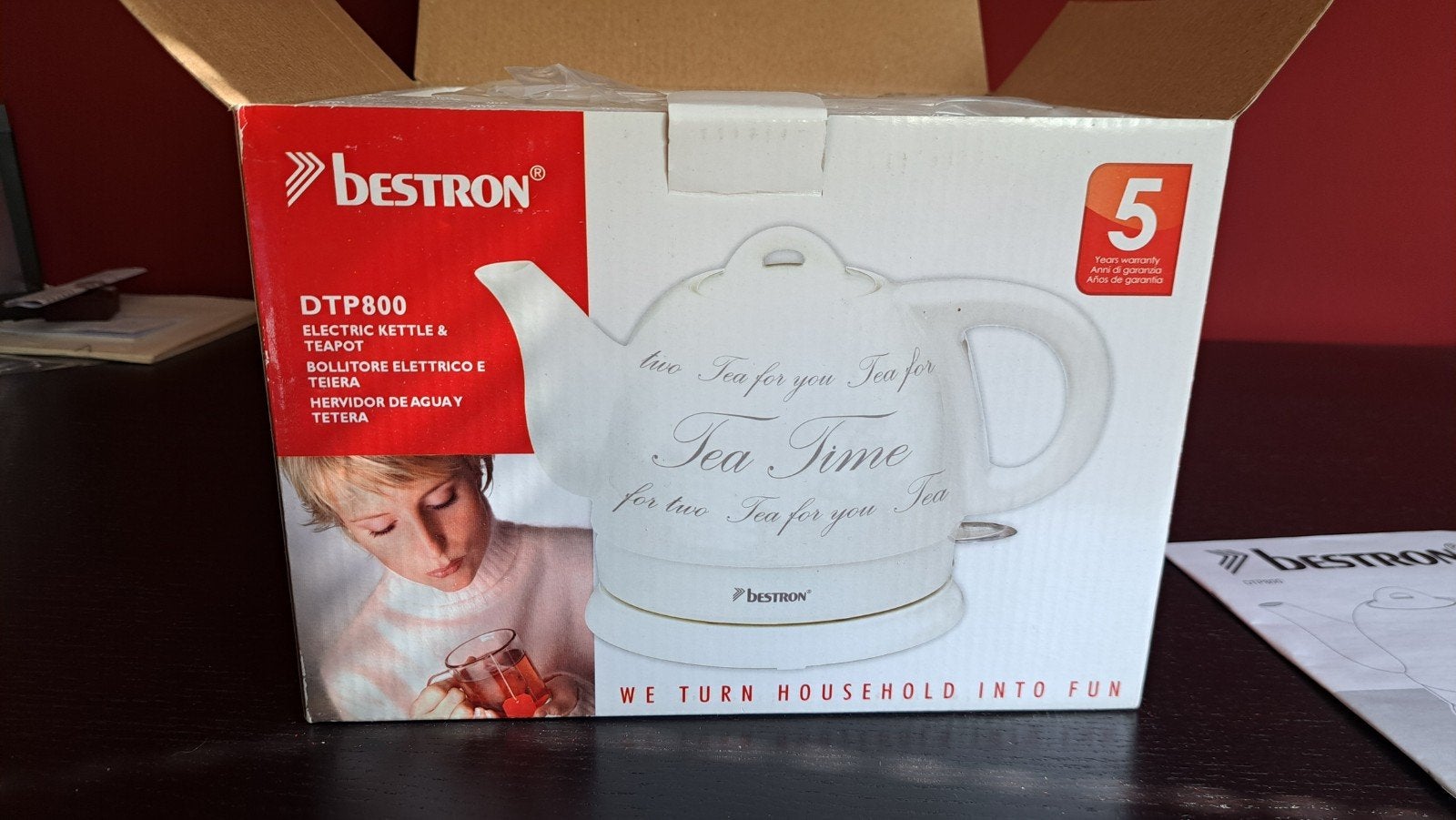 Bestron DTP800 Elektrische Waterkoker & Theepot - Nieuw, 1 tot 2 liter, Ophalen of Verzenden, Nieuw