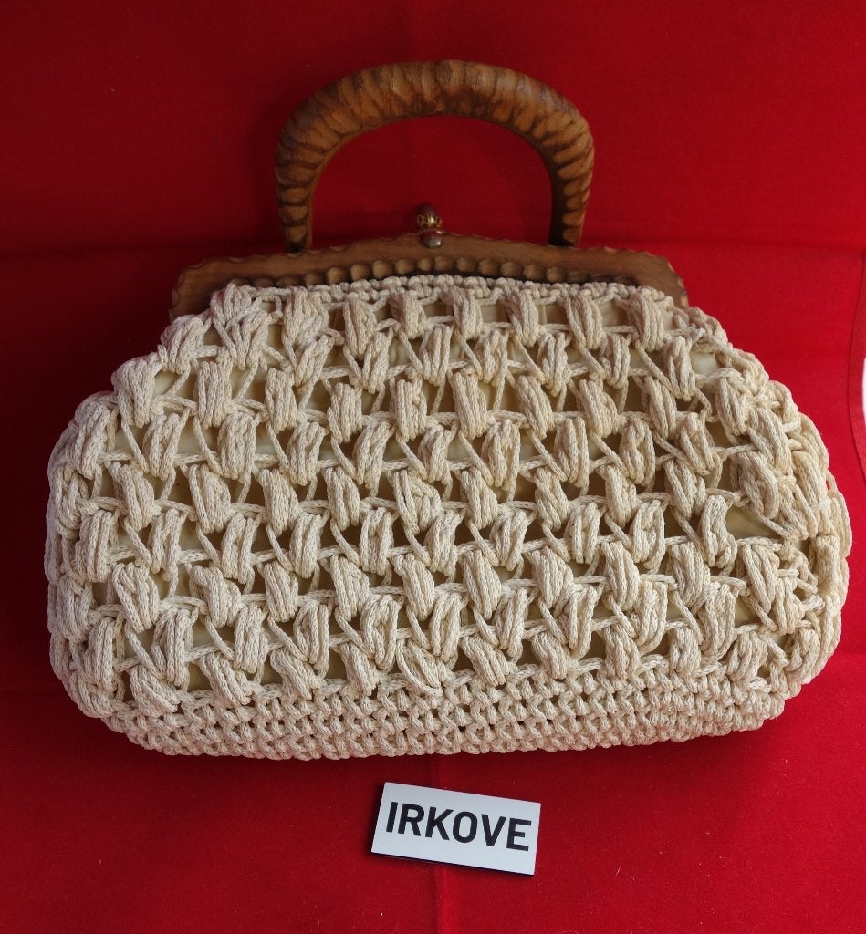 VINTAGE TOUW TAS * Uniek Oud Model *, Verzenden, Zo goed als nieuw, Beige, Handtas