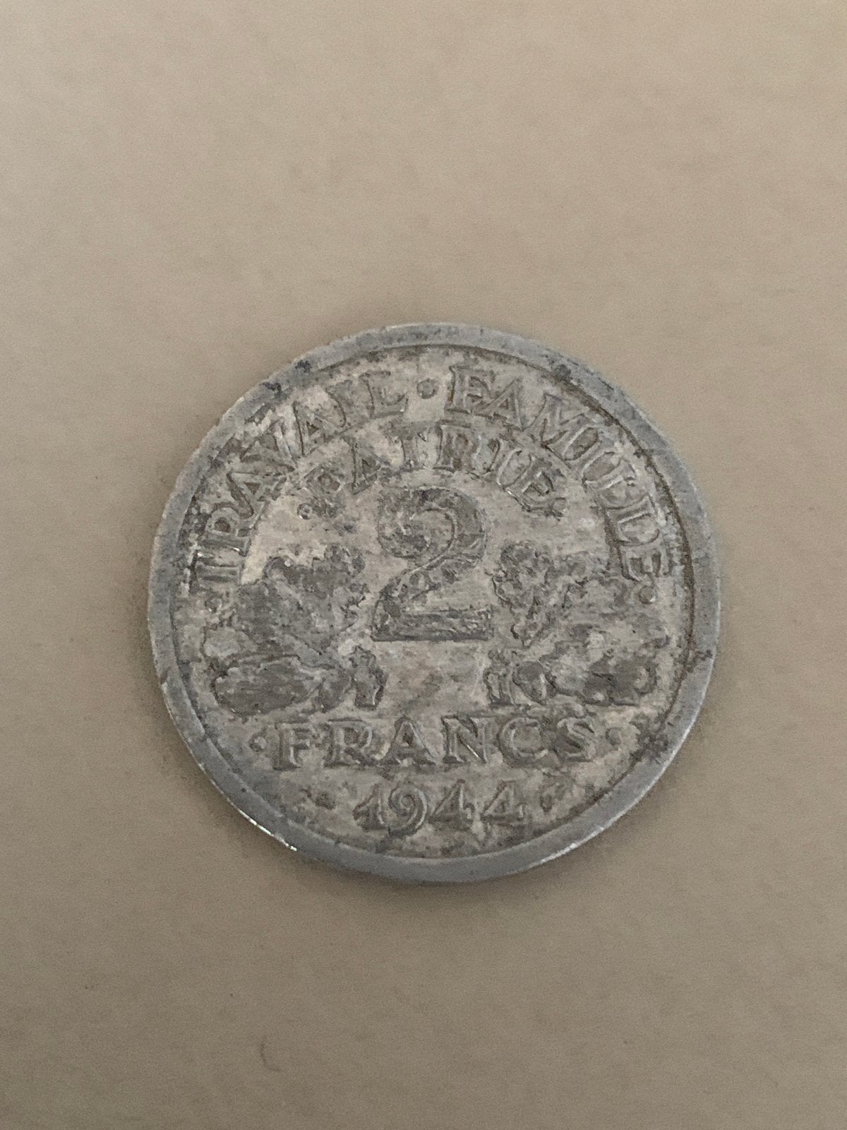 France 1944 2 FRANCS Aluminium, Postzegels en Munten, Verzenden, Frankrijk, Losse munt