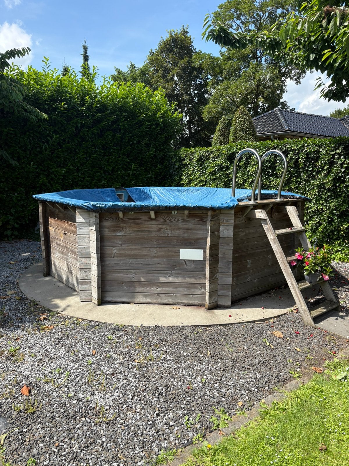 8 hoekig houten zwembad zonder linner!, Ophalen, 300 cm of meer, Zo goed als nieuw, Ovaal