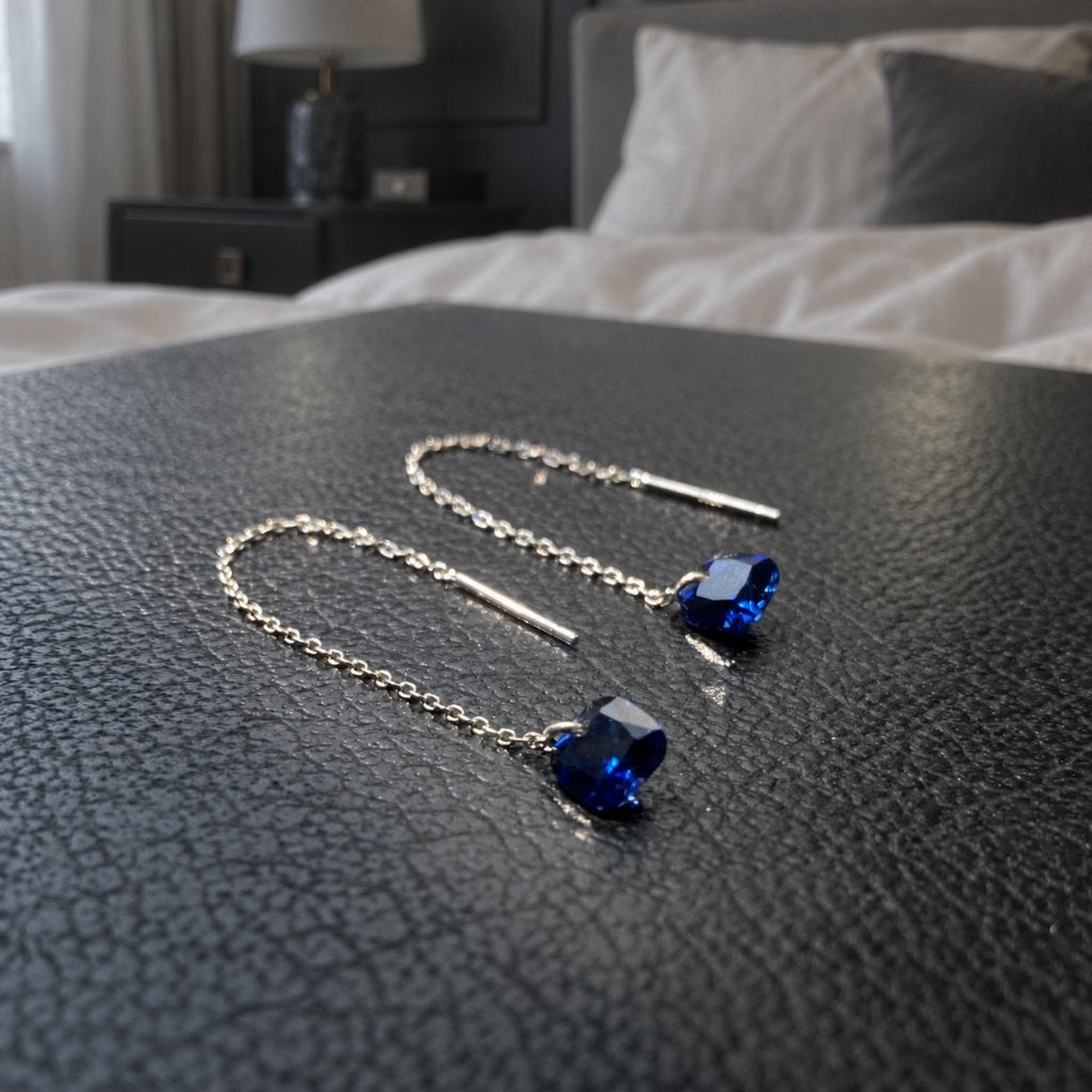 Oorbellen saffier zilver 925 (getest), Hangers, Blauw, Nieuw, Ophalen of Verzenden