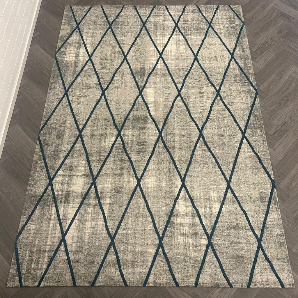 Brinker Cross Silver/Blue Vloerkleed - 200x300cm, Grijs, 200 cm of meer, Ophalen of Verzenden, Zo goed als nieuw