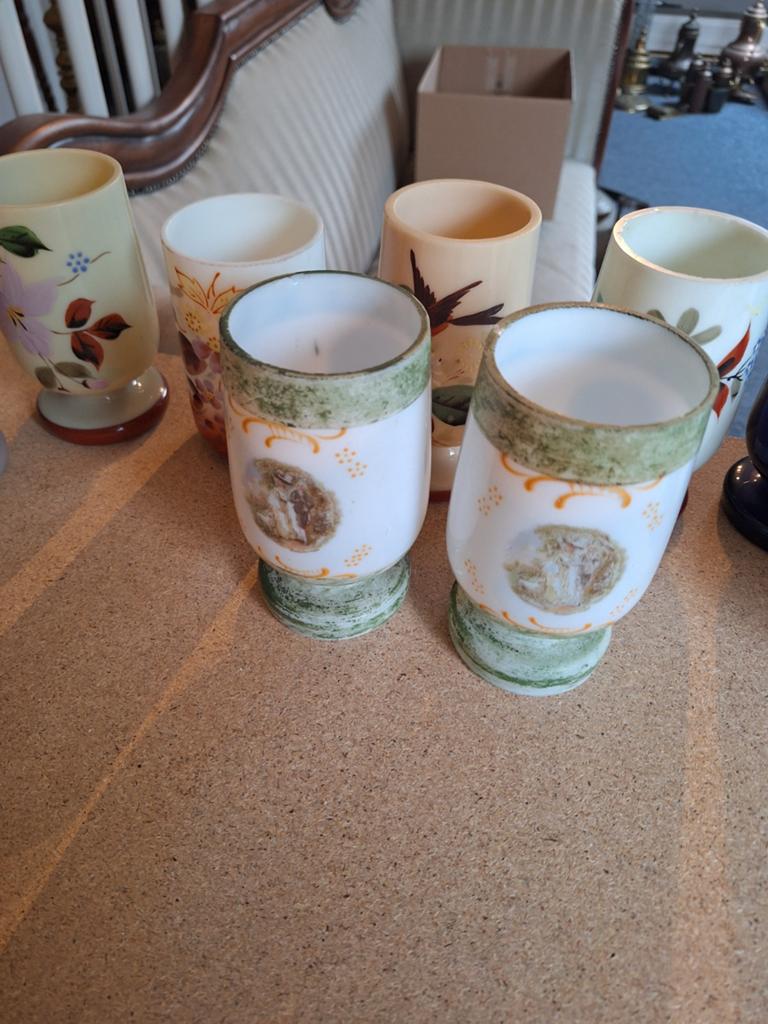 Partij antieke opaline sigaren bekers -85 euro, Ophalen of Verzenden