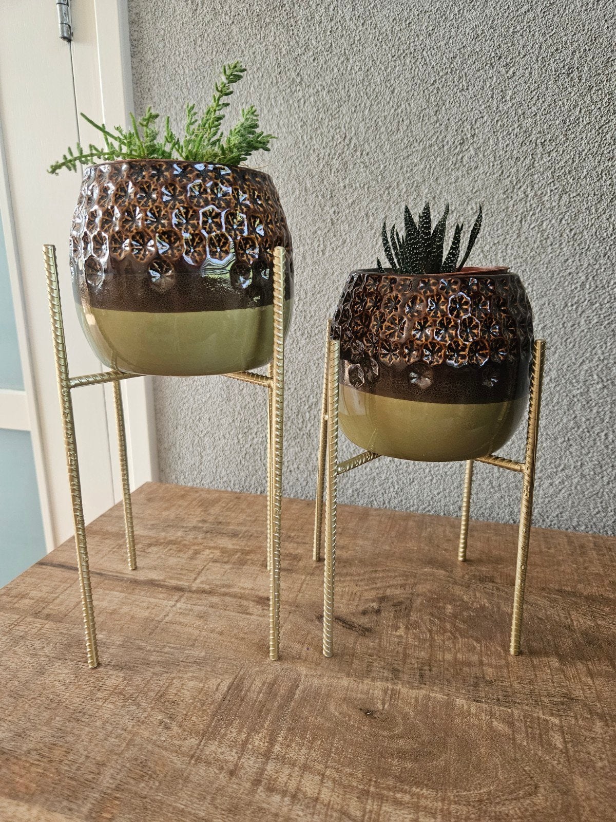 2 goudkleurige plantverhogers ( zonder pot), Ophalen of Verzenden, Nieuw