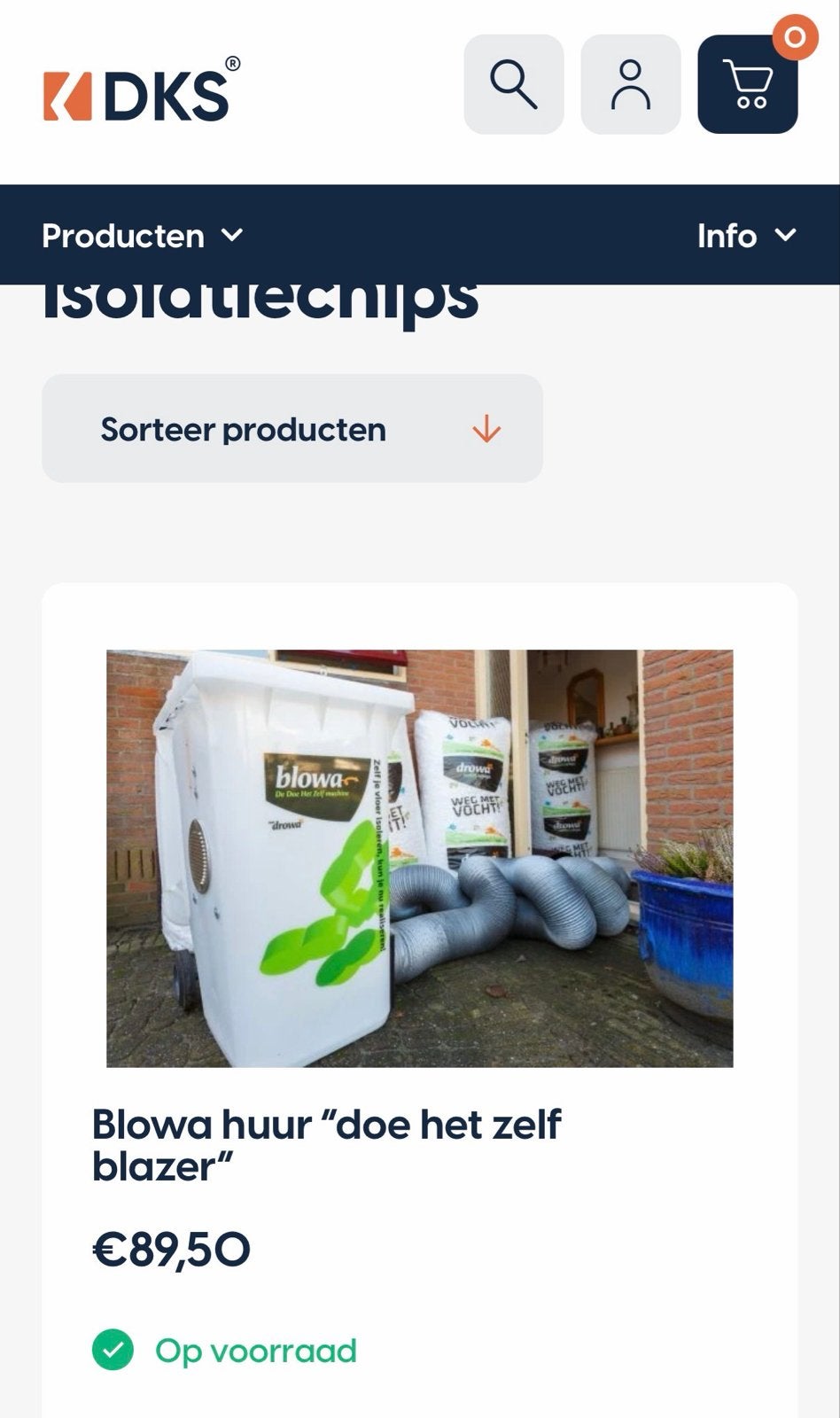 Isolatiechips Drowa 500 Liter - Randstad, Doe-het-zelf en Verbouw, Ophalen, Drowa, Geen, Geen
