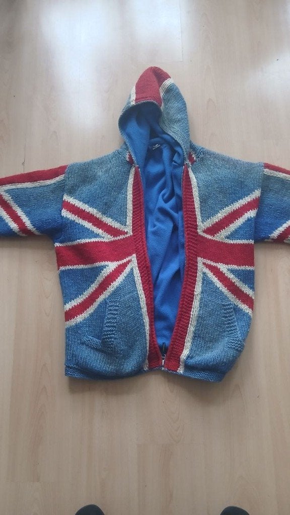 union jack 100% wollen jas xl, Ophalen, Gedragen, Maat 56/58 (XL), Blauw