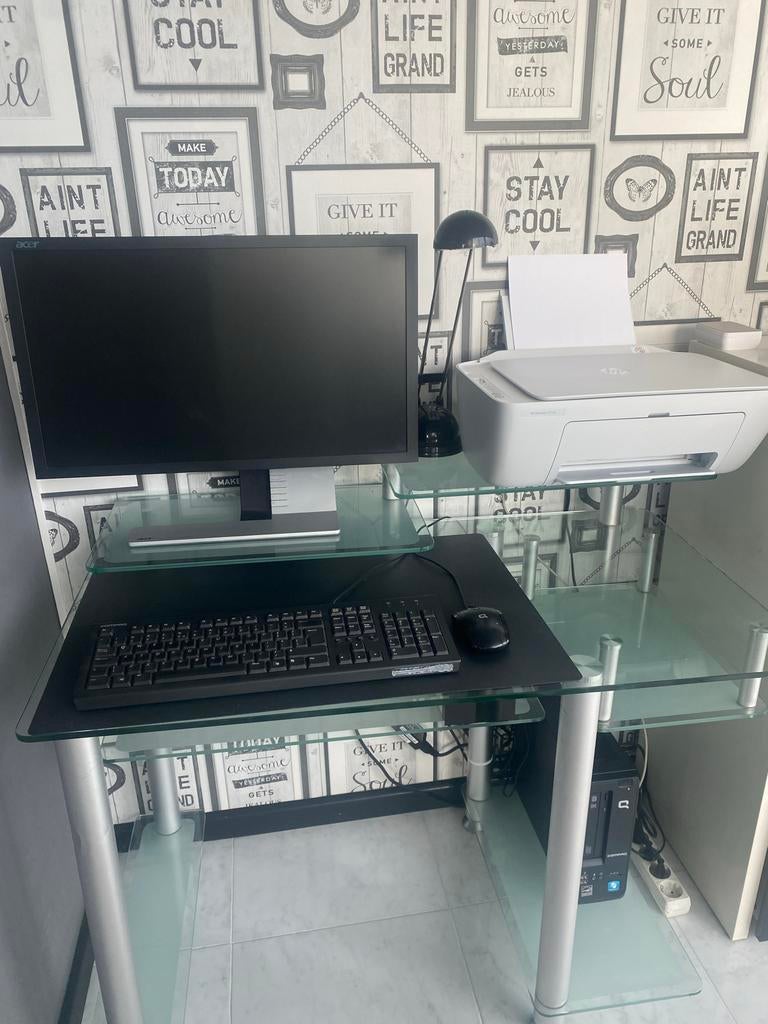Glazen computer tafel, Ophalen of Verzenden, Zo goed als nieuw