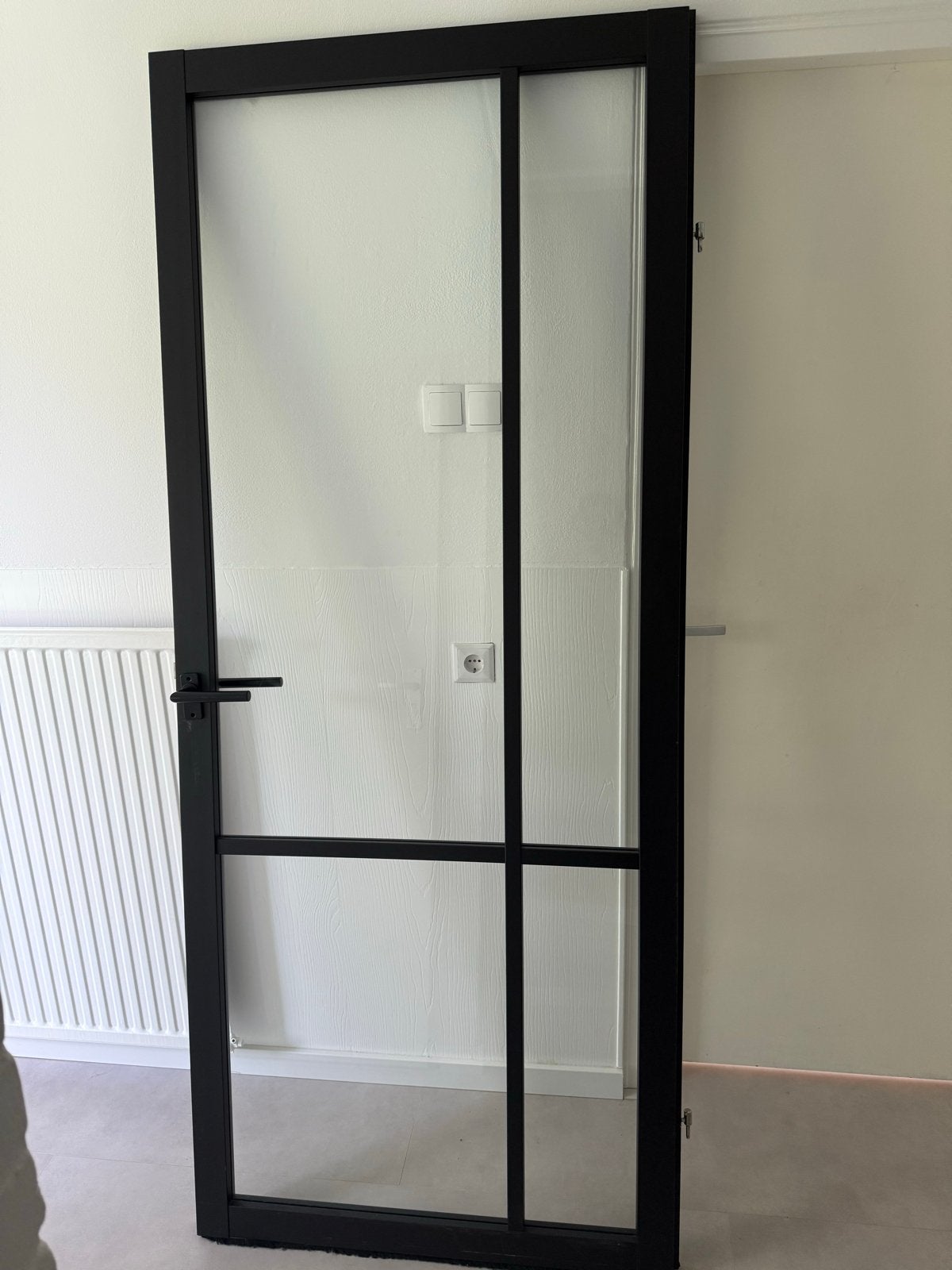 Zwarte stalen binnendeur met glas, zo goed als nieuw, 80 tot 100 cm, 215 cm of meer, Binnendeur, Ophalen of Verzenden