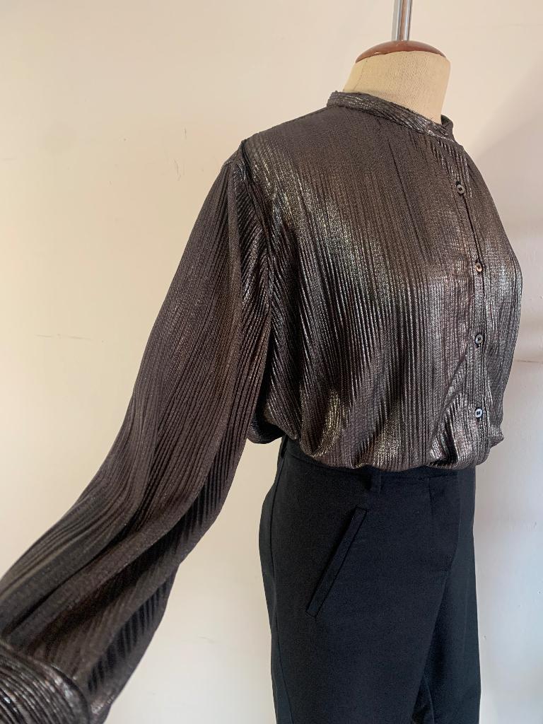 Rabens oversized blouse zilver grijs metalic S = S/36 - M/38, Verzenden, Zwart, Zo goed als nieuw, Maat 36 (S)