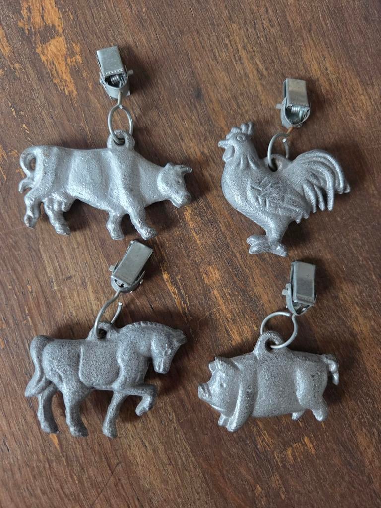 Grote metalen tafelkleed gewichten boerderijdieren, Ophalen of Verzenden