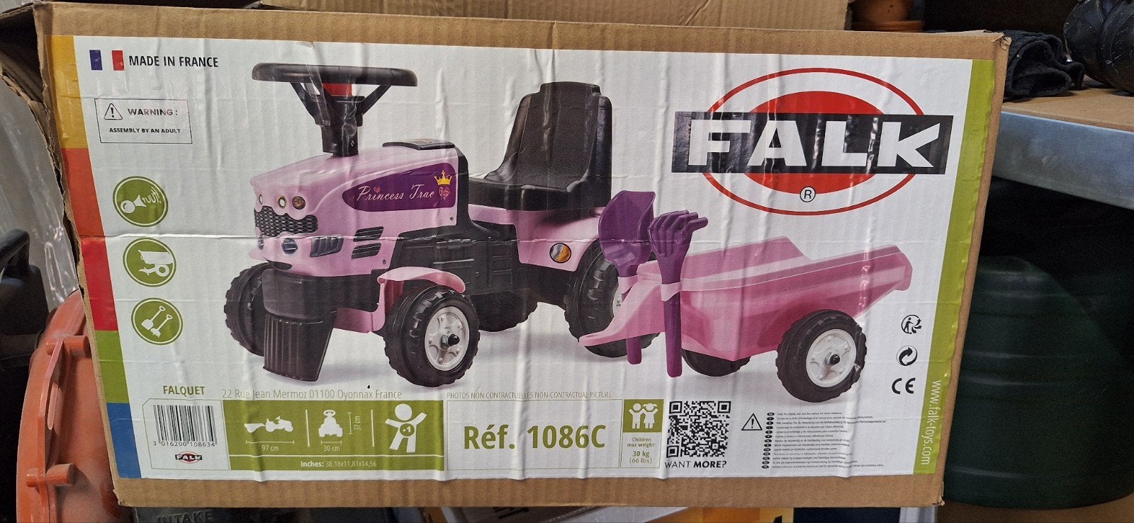 Falk Princess Tree Trapauto met Aanhanger - Roze, Ophalen of Verzenden, Nieuw, Trapvoertuig