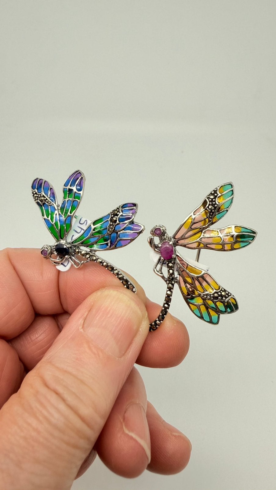 2 dezelfde broches: libelle in verschillende kleuren., Overige kleuren, Verzenden, Nieuw, Met edelsteen