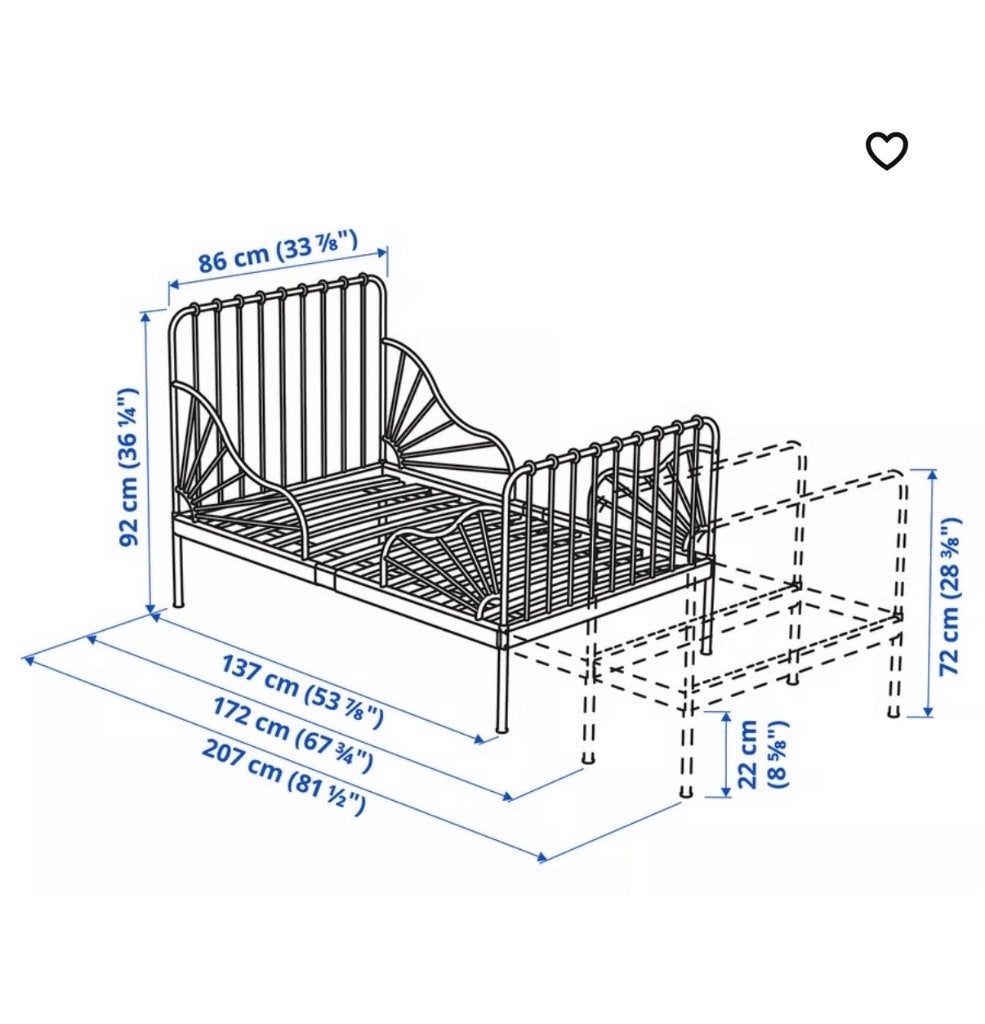 IKEA MINNEN meegroeibed – zwart | Zo goed als nieuw, Kinderen en Baby's, Kinderkamer | Bedden, Ophalen, 70 tot 85 cm, Zo goed als nieuw