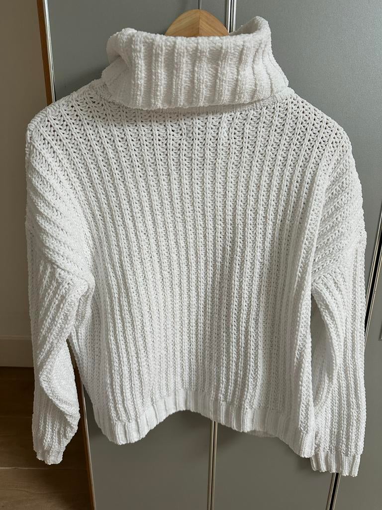 Hollister Witte Kabelgebreide Coltrui - Maat XS, Ophalen of Verzenden, Zo goed als nieuw, Maat 34 (XS) of kleiner, Wit