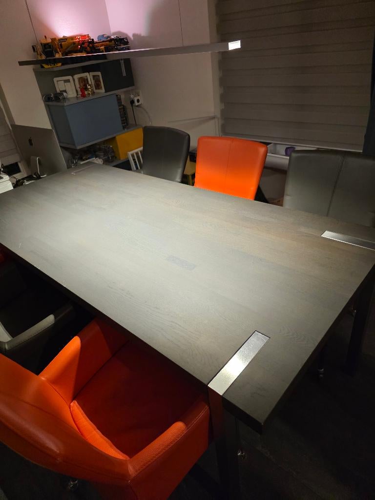 NP: €3600! Interstar Design Massief Eiken Eettafel L220 B100, Huis en Inrichting, Tafels | Eettafels, Ophalen, Gebruikt, Eikenhout
