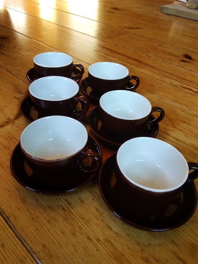 Espressokopjes en schotels (6st.), Gebruikt, Overige merken, Keramiek, Ophalen of Verzenden