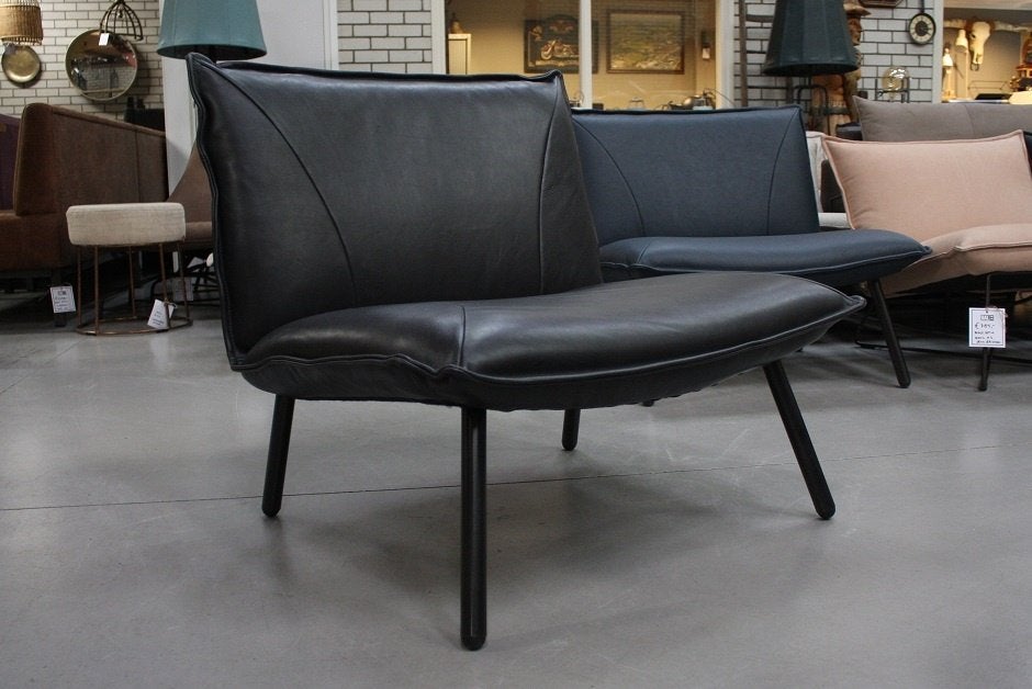 Royale fauteuil Blizzard Jess Design leer zwart (4x), Ophalen, 75 tot 100 cm, Zo goed als nieuw, 75 tot 100 cm