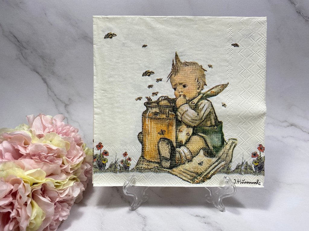 Knutsel servetten 33x33 cm hummel jongen bijen honing nr 416, Ophalen of Verzenden, Nieuw