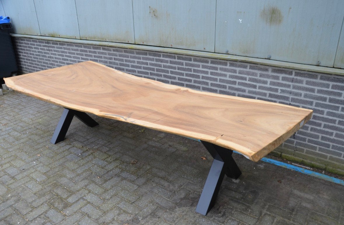 Suar boomstamtafel 300 cm, Huis en Inrichting, Tafels | Eettafels, Ophalen, Zo goed als nieuw, Rechthoekig, 200 cm of meer